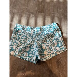 Kaeli Smith Women's Teal White Patterned Shorts Size 12 Summer Beachy